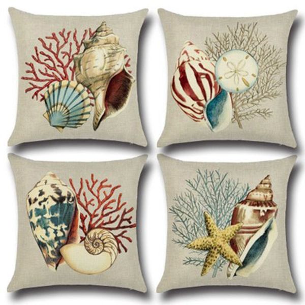 

marine nautical turtle whale pattern home decoration cotton linen cover cushion case pillowcase ocean sea life party decor