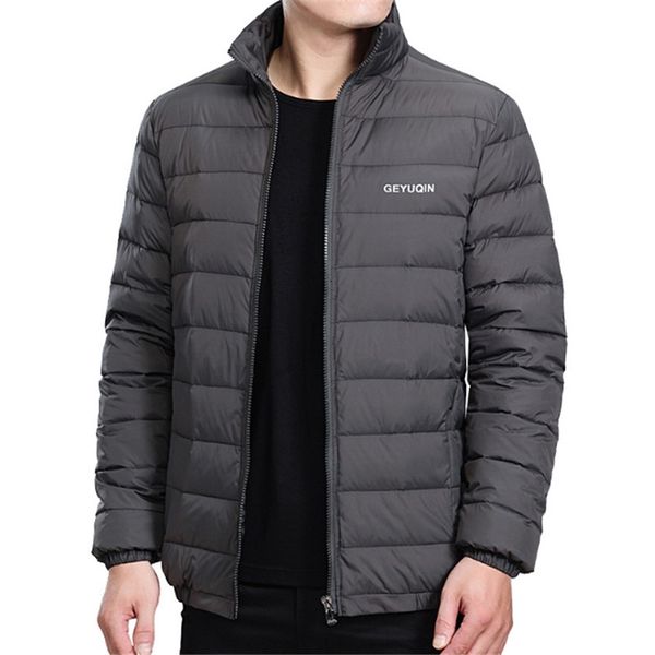 

casual outerwear snow warm stand collar brand male feather coat parkas mens winter jacket coat white duck down light jacket, Black;brown