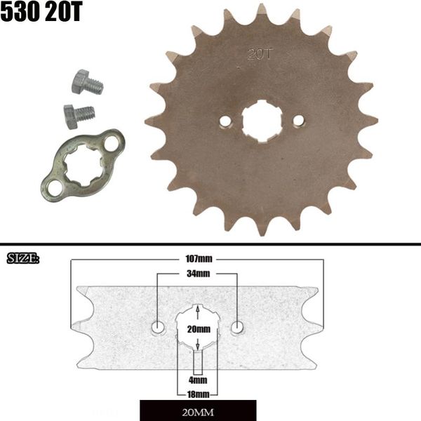 

front engine sprocket 530 20t 20mm for 530 chain with locker motorcycle dirt bike pitbike atv quad parts