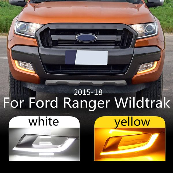 

2шт для ranger wildtrak 2015 2016 2017 2018 led drl дневной ходовой свет дневной туман головной желтый поворотный фонарь