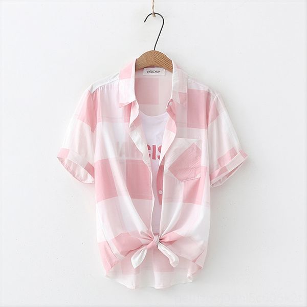 

2019 sun-proof loose student bat sleeve plaid f5641 women's 2019 sun-proof shirt women's loose student bat sleeve plaid shirt f564, White