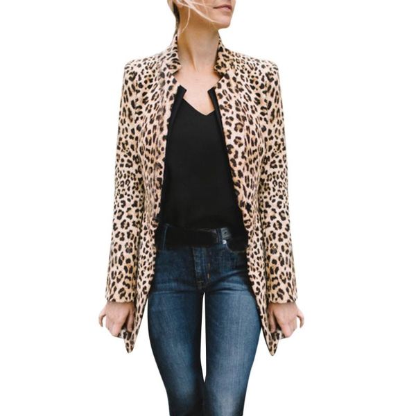 

women's trench coats 2021 autumn jacket female women leopard printed slim winter warm wind long cardigan coat plus size s-5xl chaqueta, Tan;black