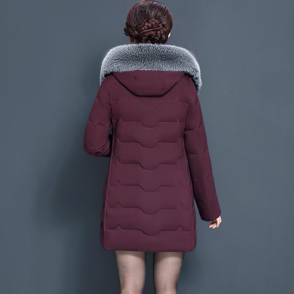 

china gedi love middle-aged down jacket women's dress grade mid-length winter genuine fur collar thick warm white duck down, Black;white