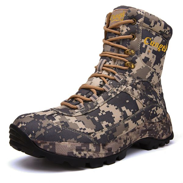 

cungel outdoor men combat army boots high-hiking shoes new desert tactical boots trekking shoes plus size
