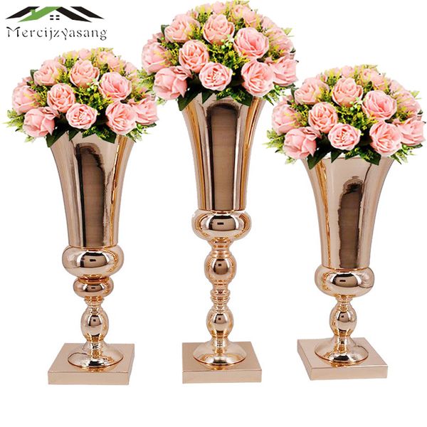 

flowers vases table centerpiece vase metal gold tableroad lead type flower holder for home/wedding decoration gift g031