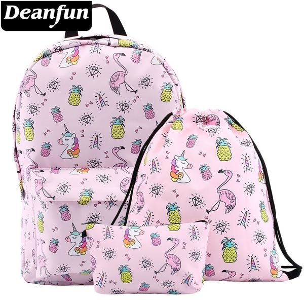 

deanfun bag set backpack for girls unicorn water resistant flamingo backpacks teenage school bag 80043+60200+51482