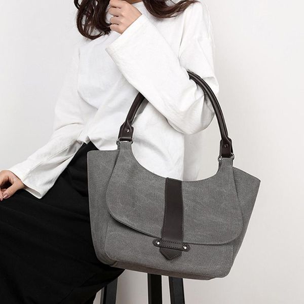 

women canvas messenger bags female crossbody bags solid shoulder bag fashion casual designer female handbag large capacity tote