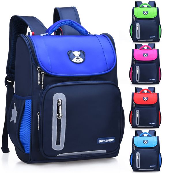 

2019 fashion cute bear star patchwork girl boy children primary school bag bagpack schoolbags kids teenagers student backpacks t200114