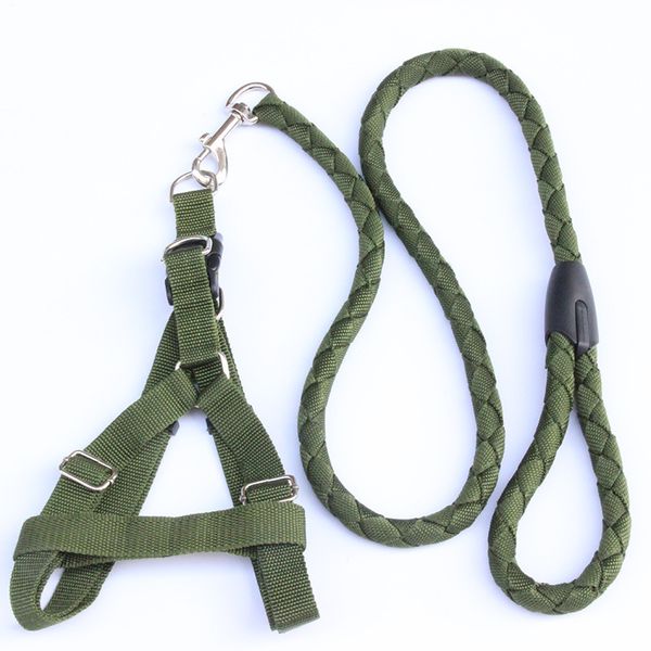 

pet traction rope army green large dog rope collar ring dog chain chest strap harness leash for medium and large