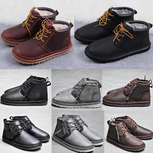 

2020 fashion men classic snow boots long ankle short bow fur designer boots for winter black chestnut boot casual platform shoes