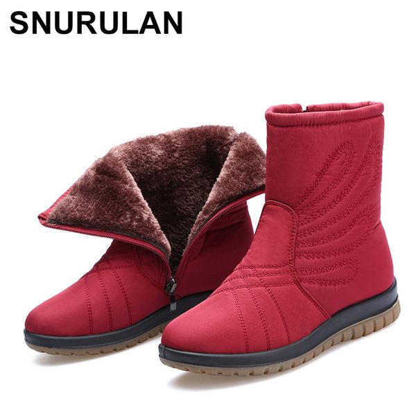 

snurulan 2019 new women waterproof boots ankle boots new autumn winter women motorcycle with embroidery zipper shoes, Black