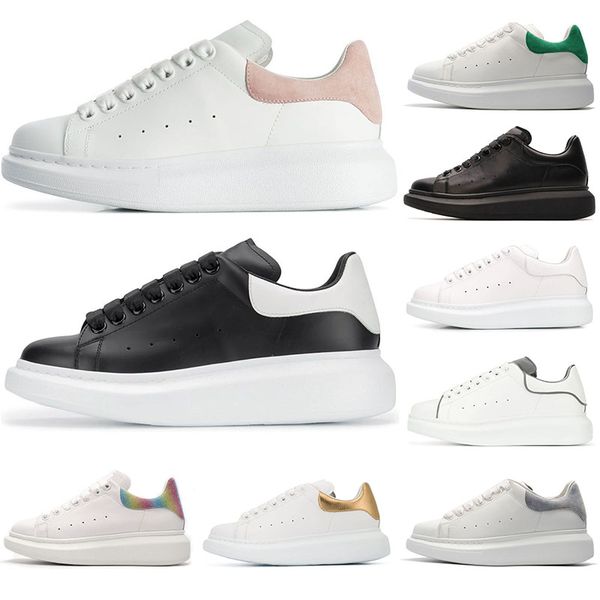 

2019 fashion Mens Womens brand luxury designer shoes White Black leather thick Red star white shoes increase sneakers wild couple shoes