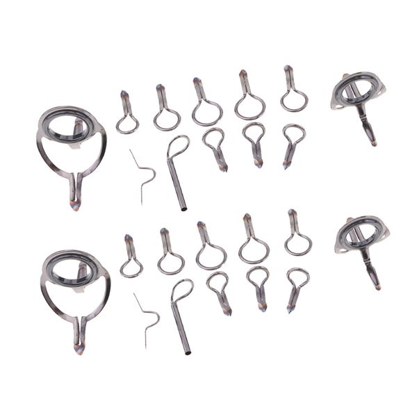 

24pcs fly rod guide set fishing rod guide tip repair kit ring different size