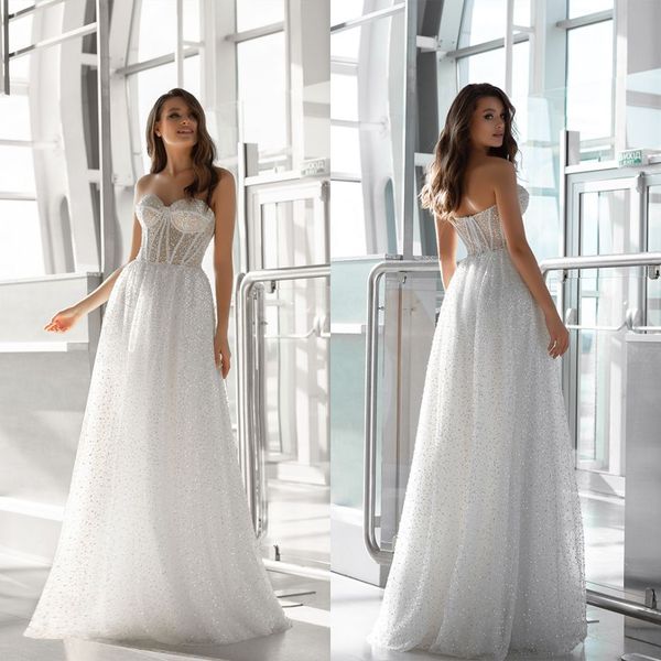 

oksana mukha 2021 wedding dresses sweetheart backless sweep train bridal gowns custom made lace applique sequins a line wedding dress, White