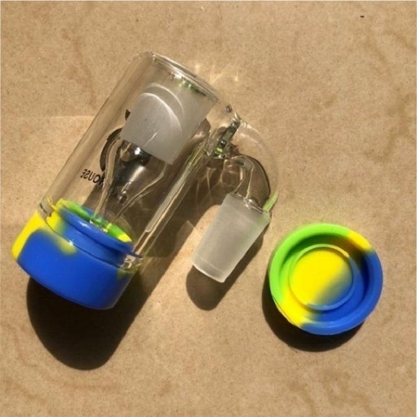 14mm Erkek Ortak Kül Catcher Plastik Silikon Malzeme ashcatcher ile Silikon Konteyner Heady Renk İçin Su Nargile Duman Araçları
