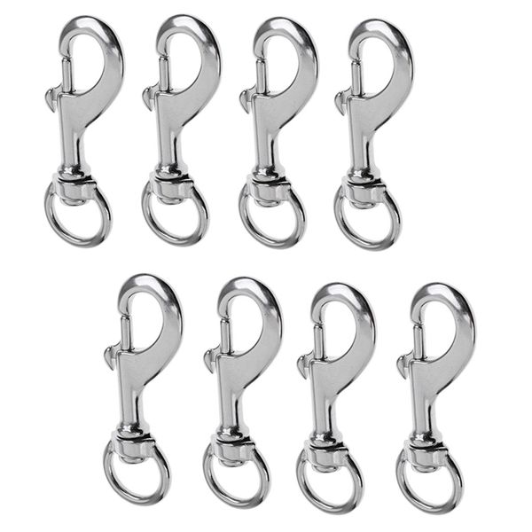 

set 8 marine grade clip, single ended bolt snap for scuba diving, pet leash, gate latch, bag strap, clothes line, tarp cover