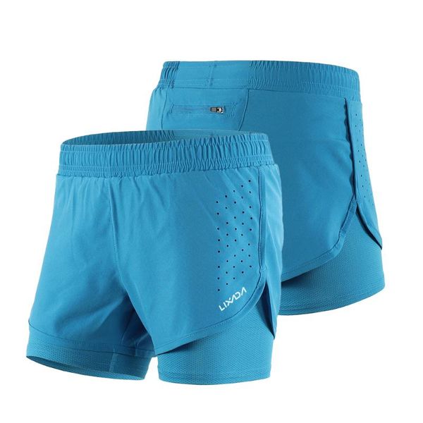 

lixada women 2-in-1 running shorts quick drying breathable active training exercise jogging cycling fitness shorts gym, Black;blue