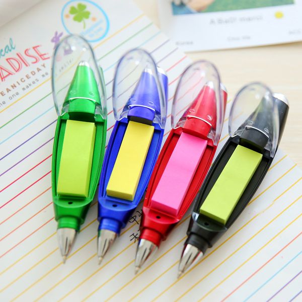 

4 colors cute kawaii plastic ballpoint pen creative light ball pen with memo pad kids gift school supplies student ballpoint, Blue;orange