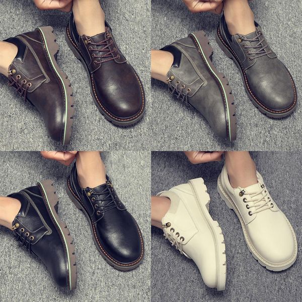 

2020 men summer vintage outdoor leather waterproof light boots low lace up casual shoes ankle boots, Black