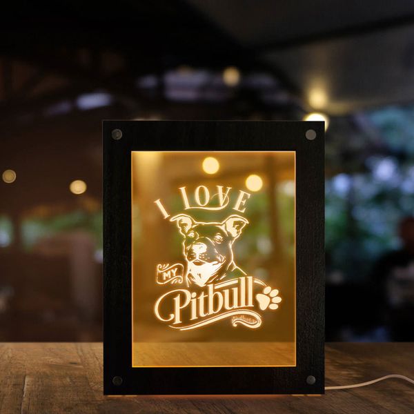 

i love my pitbull 3d optical illusion desk lamp home decor pit bull dog led p frame night light puppy doggie pet lover gift