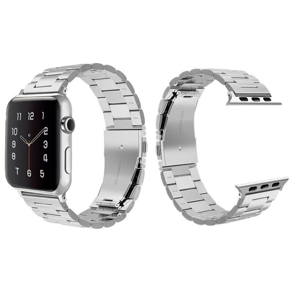Häufig verwendetes Apple Watch-Armband aus Edelstahl und Metall, Serie 6/5/4/3/2/1 SE Sport, Unisex, Silber und Schwarz-Roségold