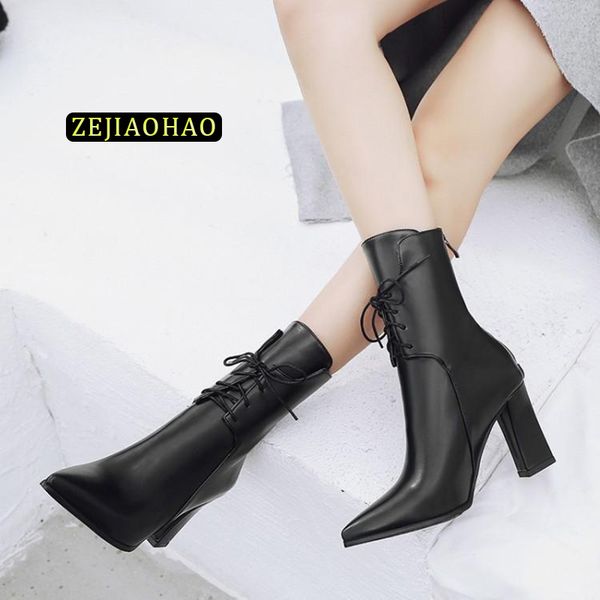

zejiaohao spring autumn super thick bottom fashion high-heeled women's boots pu nightclubs motocycle boot z47, Black
