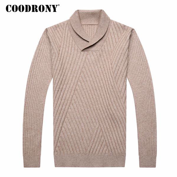 

coodrony cashmere sweater men clothing 2018 autumn winter thick warm wool sweaters casual crew neck pullover men turtleneck 8187, White;black