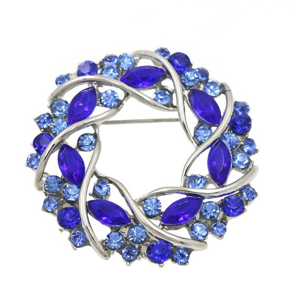 

factory direct ladies crystal rhinestone wreath brooch 5 colors social gathering wearing jewelry, Gray