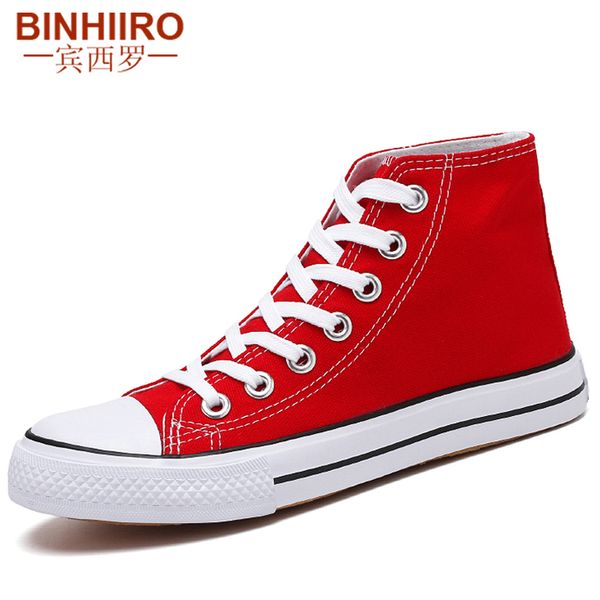 

binhiiro canvas shoes breathable fashion lovers vulcanized shoes classic red high-canvas shoes men size 35-44 t200413, Black