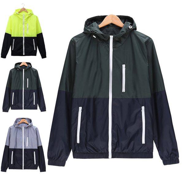 

new men thin jackets spring autumn quick dry color matching sun protection hooded coat xd88, Black;red