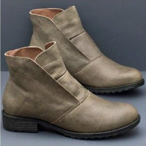 

women ankle boots chunky low heels ladies chaussure vintage pu leather gladiator matin shoes woman zapatos mujer sapato, Black