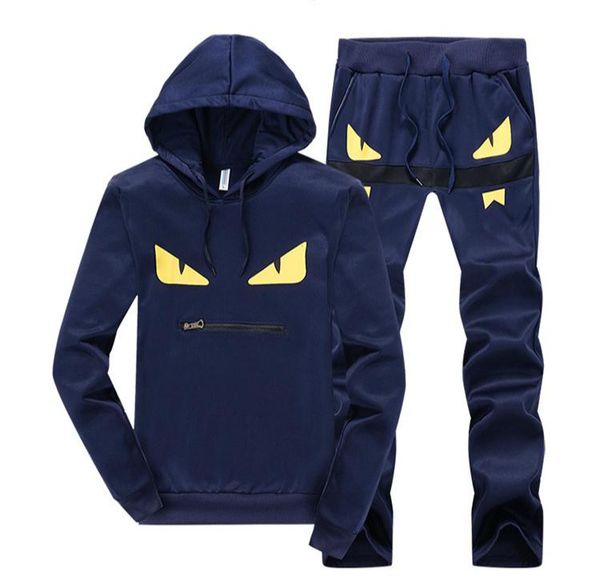 

2019 new mens designer little monster tracksuits men's hooded suit casual sports hooded sweater long sleeve plus size -5, Gray