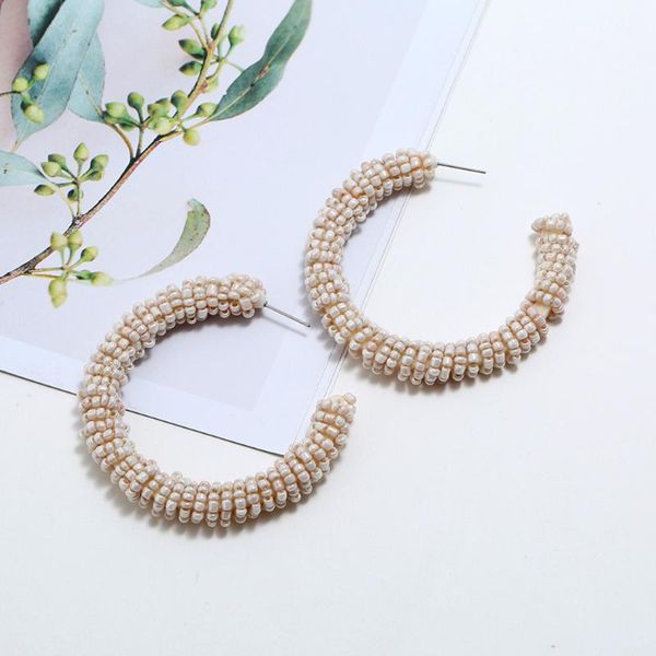 

геометрическая polygon ручной rice бусины c-образный серьги мода bohemia хооп серьги для женщин ladies jewelry подарка женский, Golden;silver