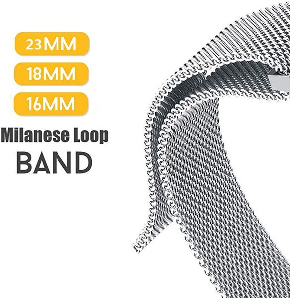 

16mm 18mm 23mm milanese loop watch band strap bracelet, Black;brown
