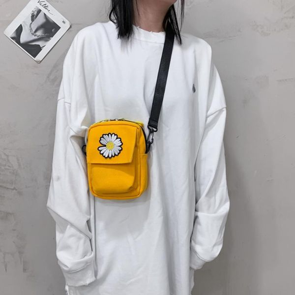 

new ladies girls small canvas cross body over shoulder shopping tote botton pockets solid color high capacity shoulder bag