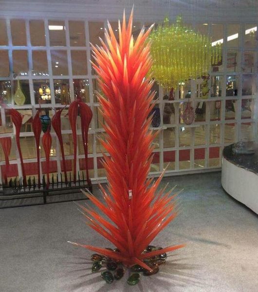 

outdoor large hand blown tree floor lamps orange murano garden park conifer glass sculpture
