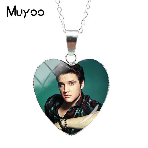 

new fashion elvis presley rock music singer jewelry silver heart pendants elvis presley jewelry glass dome necklace