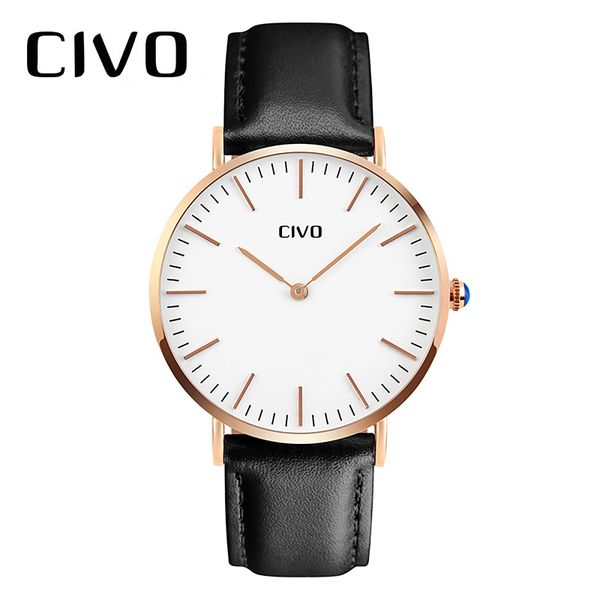 

simple ultra thin mens watches civo brand relogio masculino waterproof analogue quartz wrist watch for men horloges mannen, Slivery;brown