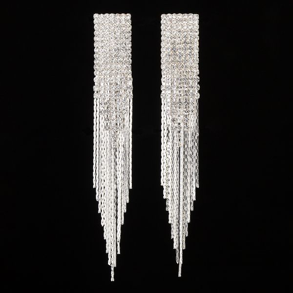 

2019 fashion jewelry tassel earring women long earring big stud with full shiny cubiz zircon female earring,1pz, Golden