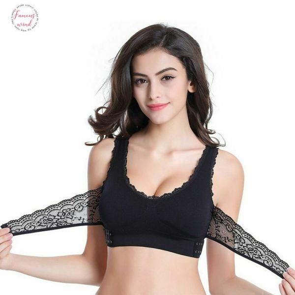 

women lady front cross adjustable side buckle lace vest fashion comfortable wireless sport bra, White