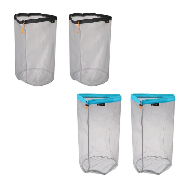 

lightweight drawstring mesh stuff sack storage laundry bag for travel camping hiking fishing mountaineering - pack of 4