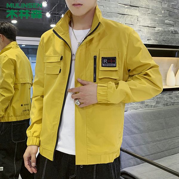 

linsen frock coat jacket men 2019 men's spring and autumn slim japanese fashion trend of men, Black;brown