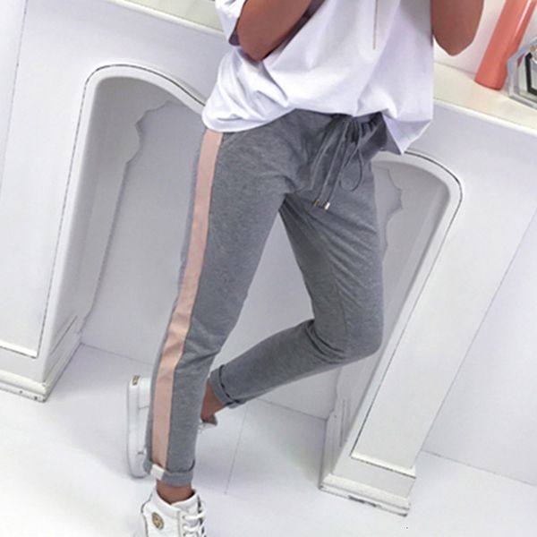 

women pants women casual pants side striped trousers mid waist fashion slim pants pantalon for girls drop shipping, Black;white
