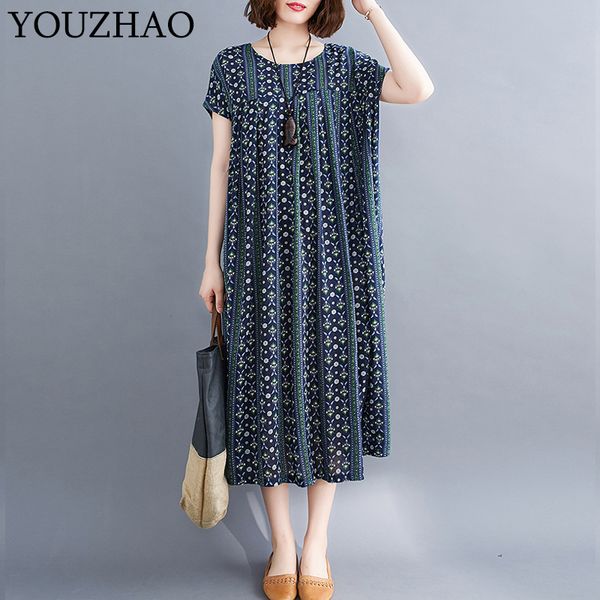 

plus size vintage women dresses 2020 summer new literary large size fat mm loose thin rattan flower short-sleeve dress female, Black;gray