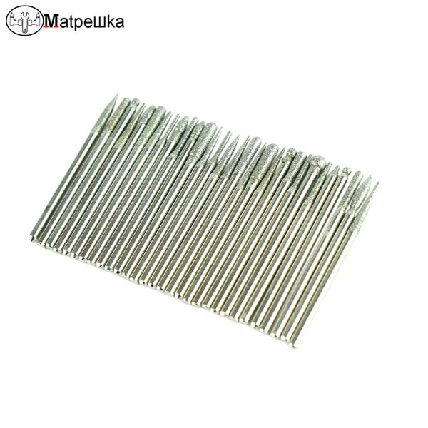 

30pc алмазный burr dremel принадлежности шлифовальные burr ниддл гравировки резьба полировка стекла камень дрель ротари инструмент