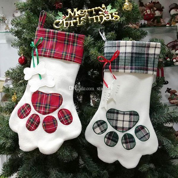 

christmas pendant decoration for dog paw socks stocking socks gift wrap bags xmas home decor 18*11 inch wx9-817