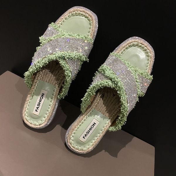 

glisten crystal studs cross-tied tassel sandals women knitted open toe mixed colors paillette rhinestone bowknot sandalias, Black