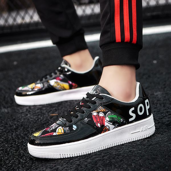 

2019 new genuine leather sneakers men women plus size 35-47 designer chunky shoes breathable platform casual shoes, Black
