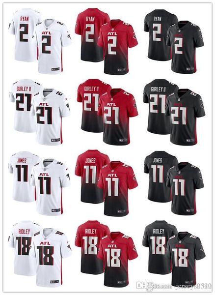 

Мужчины Женщины Атланта Соколы Молодежь 27 Todd Гер II 18 Кельвин Ридли 11 Хулио Джонс 2 Мэтт Райан трикотажные изделия футбола Black Red Rush