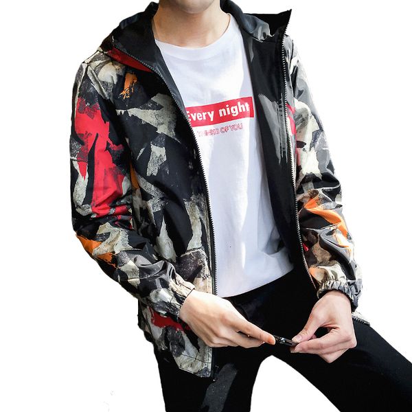 

windbreaker jackets men 2019 causal men zipper lightweight jackets both side wear hooded coats male jaqueta masculina, Black;brown